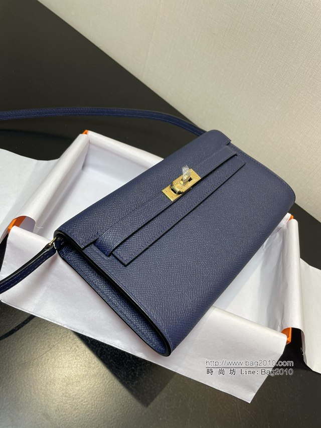 Hermes女包 愛馬仕Kelly woc小挎包 寶藍epsom皮凱麗斜挎包  tdh2315